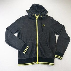 Aeropost A87 Mens Sweatshirt Black Green Medium Full Zip Hooded Casual Comfort